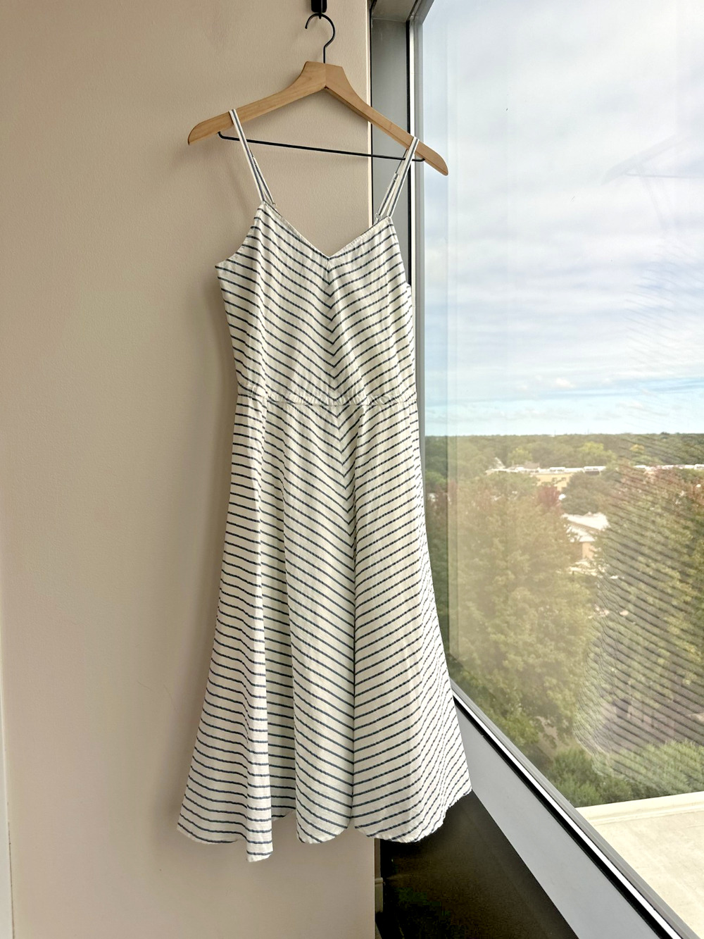 L.L. Bean Signature Cotton Blend Sleeveless Striped Midi Dress Sz 4 NWT